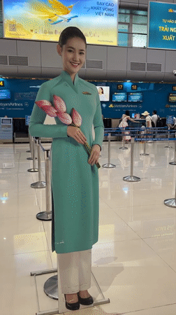Traditional Vietnamese display greets travelers at Cam Ranh airport