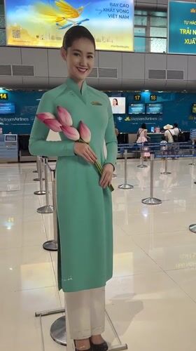 Traditional Vietnamese display greets travelers at Cam Ranh airport
