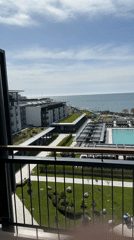 Tourist captures balcony views at Bulgarian coastal resort
