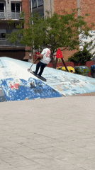 Scooter rider loses control at Badalona skate park