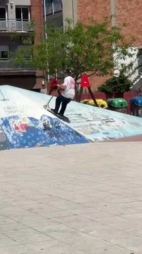 Scooter rider loses control at Badalona skate park