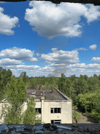 Witness documents decay and distant fires in abandoned Prypiat