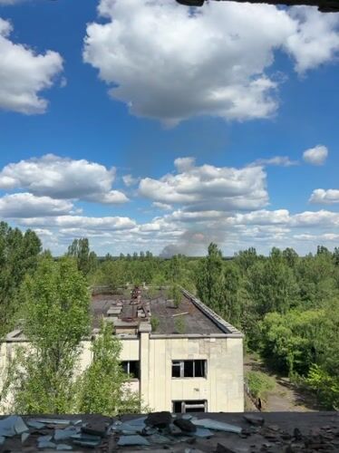 Witness documents decay and distant fires in abandoned Prypiat