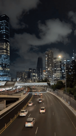 Evening urban life captured across Tel Aviv metro area
