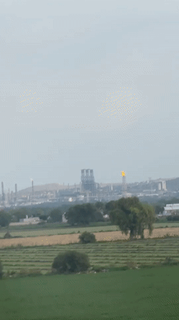 Industrial complex observed from agricultural fields in El Llano