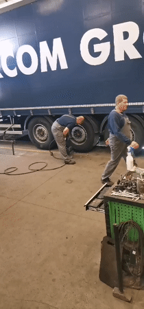 Truck tire maintenance observed in Dobrich, Bulgaria