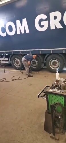 Truck tire maintenance observed in Dobrich, Bulgaria