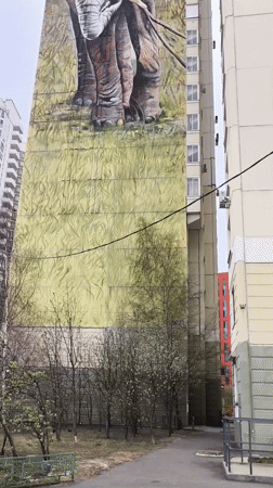 Giant elephant mural spotted on Khimki apartment building
