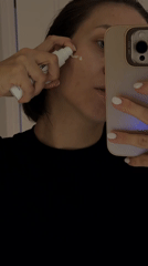 Woman documents morning skincare routine in Pervomaysky, Russia