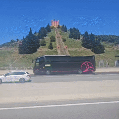Highway traffic observed near Le Perthus including bus and truck