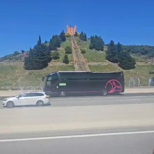Highway traffic observed near Le Perthus including bus and truck
