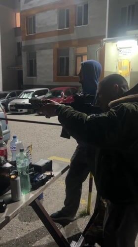 Nighttime firearms practice session recorded in Veliko Tarnovo, Bulgaria
