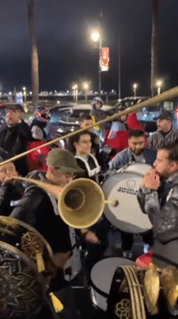 Tangier celebrates with flags, fireworks, music during snowy night