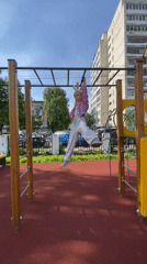 Children play at playground in Chaikovsky, Russia
