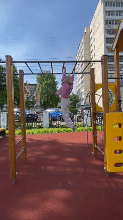 Children play at playground in Chaikovsky, Russia