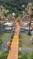 Tourist resort with floating restaurants documented in scenic Guilin