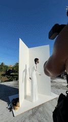 Fashion photoshoot conducted on Mengwi rooftop with traditional Balinese backdrop