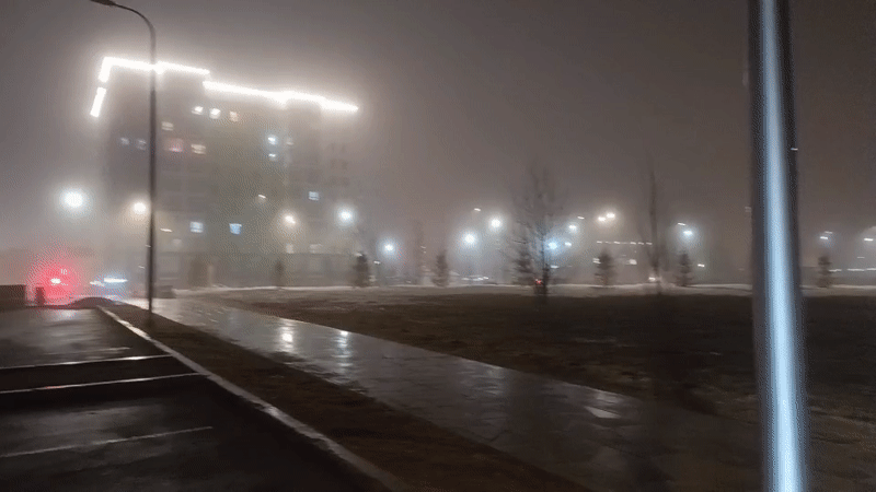 Dense fog blankets Nizhnevartovsk streets on April evening