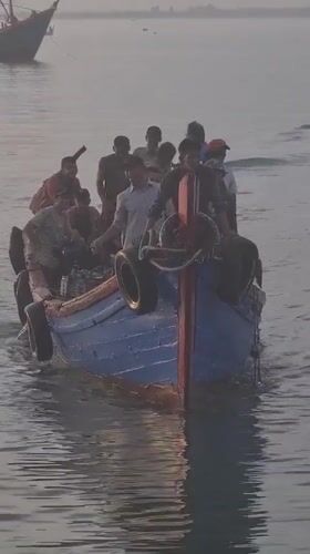 Evening fishing activity captured in Lhokseumawe, Indonesia