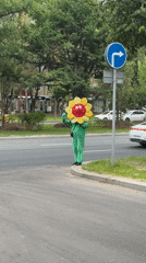 Selfie session on Moscow streets with a mascot nearby