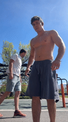 Man exercises at outdoor calisthenics park in Sofia