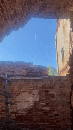 Crumbling brick ruins documented in Laishevo, Russia