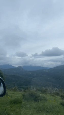 Driver captures scenic mountain vista in Tavertet, Spain