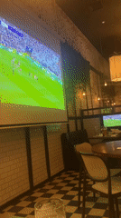 Soccer fans watch game at Kiryat Bialik restaurant