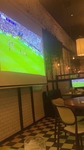 Soccer fans watch game at Kiryat Bialik restaurant
