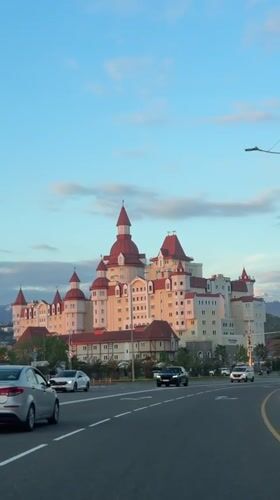 Castle-like building spotted beside busy road in Sirius, Russia