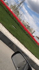 Driver films landscaped median strip in Kharkiv, Ukraine