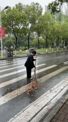 Early morning street sweeping captured near Southwest University campus
