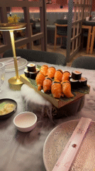Sushi restaurant serves dramatic dry ice platter presentation