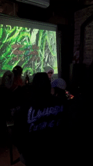 Indoor projection viewing with smoking observed in Buenos Aires