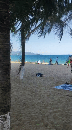Busy morning on Nha Trang's sun-soaked beach strip