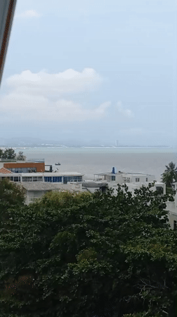 Calm coastal morning observed from elevated Pattaya vantage point