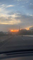Driver captures sunset views on Mexican highway