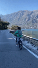 Cyclist spotted riding through Kostanjica Montenegro streets