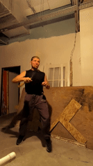 Nunchaku practice in an unfinished Karaganda space, mid-2026