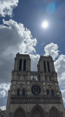Notre Dame Cathedral filmed under sunny Paris skies