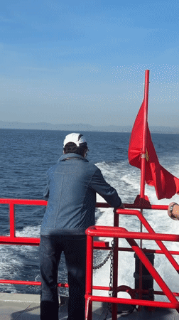 On a boat off the Vietnamese coast, taking in the view
