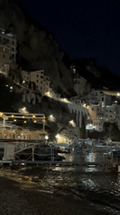 Evening coastal scenes documented in Pogerola, Italy harbor