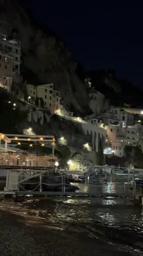 Evening coastal scenes documented in Pogerola, Italy harbor