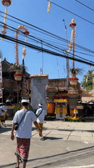 Ceremonial street decorations in Sukawati, Bali