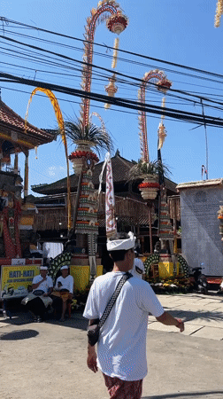 Ceremonial street decorations in Sukawati, Bali