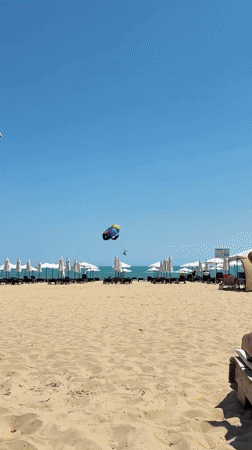 Summer beach leisure observed in Nesebar, Bulgaria
