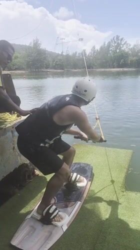 Cable wakeboarding session at Sport Wake Park Phuket, Mai Khao