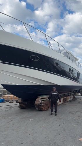 Yacht spotted on transport platform in Nea Potidea, Greece