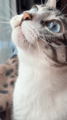 Blue-eyed cat grooming session documented in Málaga