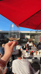 Outdoor dining gathering with Georgian food captured in Tbilisi